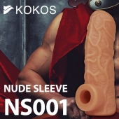 Телесная открытая насадка-реалистик с подхватом мошонки Nude Sleeve L - 14 см. - KOKOS - в Черкесске купить с доставкой