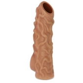 Телесная насадка с венками и открытой головкой Nude Sleeve M - 12 см. - KOKOS - в Черкесске купить с доставкой