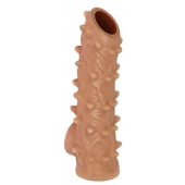 Телесная насадка с шипами и открытой головкой Nude Sleeve L - 14 см. - KOKOS - в Черкесске купить с доставкой