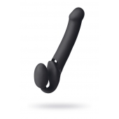 Черный безремневой вибрострапон Vibrating Bendable Strap-On L - Strap-on-me - купить с доставкой в Черкесске