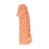 Телесная закрытая насадка с венками Cock Sleeve Size L - 17,6 см. - KOKOS - в Черкесске купить с доставкой