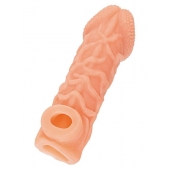 Телесная закрытая насадка с венками Cock Sleeve Size L - 17,6 см. - KOKOS - в Черкесске купить с доставкой