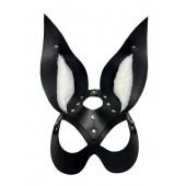 Черная маска зайки с белым мехом на ушках Miss Bunny - БДСМ Арсенал - купить с доставкой в Черкесске