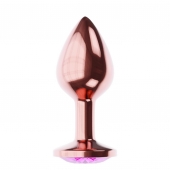 Пробка цвета розового золота с лиловым кристаллом Diamond Quartz Shine L - 8,3 см. - Lola Games - купить с доставкой в Черкесске