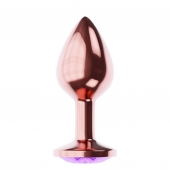 Пробка цвета розового золота с фиолетовым кристаллом Diamond Amethyst Shine L - 8,3 см. - Lola Games - купить с доставкой в Черкесске