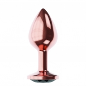 Пробка цвета розового золота с черным кристаллом Diamond Jet Shine L - 8,3 см. - Lola Games - купить с доставкой в Черкесске