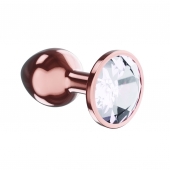 Пробка цвета розового золота с прозрачным кристаллом Diamond Moonstone Shine L - 8,3 см. - Lola Games - купить с доставкой в Черкесске