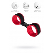 Красно-черные велюровые наручники Anonymo - ToyFa - купить с доставкой в Черкесске