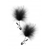 Зажимы на соски с черными пуховыми кисточками Sweet Caress Feather Nipple Clumps - Sweet Caress - купить с доставкой в Черкесске