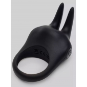 Черное эрекционное виброкольцо Sensation Rechargeable Vibrating Rabbit Love Ring - Fifty Shades of Grey - в Черкесске купить с доставкой