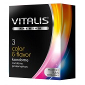 Цветные ароматизированные презервативы VITALIS PREMIUM color   flavor - 3 шт. - Vitalis - купить с доставкой в Черкесске