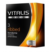 Ребристые презервативы VITALIS PREMIUM ribbed - 3 шт. - Vitalis - купить с доставкой в Черкесске