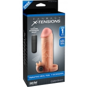 Телесная вибронасадка с кольцом  Vibrating Real Feel 1 Extension - 14 см. - Pipedream - в Черкесске купить с доставкой