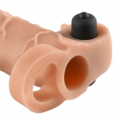 Телесная вибронасадка с кольцом Vibrating Real Feel 2 Extension - 16 см. - Pipedream - в Черкесске купить с доставкой