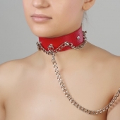 Красный ошейник из натуральной кожи - Sitabella - купить с доставкой в Черкесске