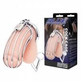Серебристая металлическая клетка с анальным стимулятором Cock Cage - BlueLine - купить с доставкой в Черкесске