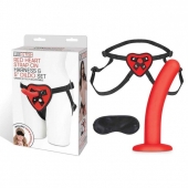Красный поясной фаллоимитатор Red Heart Strap on Harness   5in Dildo Set - 12,25 см. - Lux Fetish - купить с доставкой в Черкесске