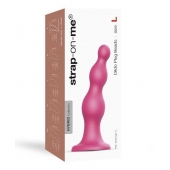 Розовая насадка Strap-On-Me Dildo Plug Beads size L - Strap-on-me - купить с доставкой в Черкесске