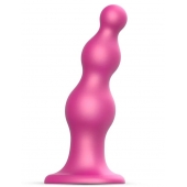 Розовая насадка Strap-On-Me Dildo Plug Beads size L - Strap-on-me - купить с доставкой в Черкесске