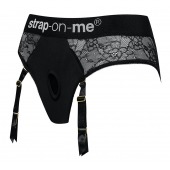 Черные трусики для насадок Diva Lingerie Harness - size M - Strap-on-me - купить с доставкой в Черкесске