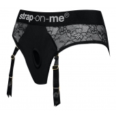 Черные трусики для насадок Diva Lingerie Harness - size L - Strap-on-me - купить с доставкой в Черкесске