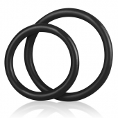 Набор из двух черных силиконовых колец разного диаметра SILICONE COCK RING SET - BlueLine - в Черкесске купить с доставкой
