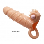 Телесная удлиняющая вибронасадка Penis Sleeve Connor - 17 см. - Baile - в Черкесске купить с доставкой