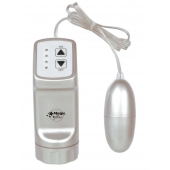 Серебристое виброяйцо с пультом управления на проводе - Tonga