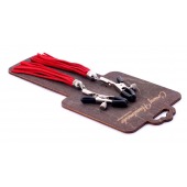 Металлические зажимы на соски с красными замшевыми кисточками - Crazy Handmade - купить с доставкой в Черкесске