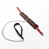 Черный ошейник с красным ремешком и поводком - Crazy Handmade - купить с доставкой в Черкесске