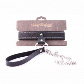 Узкий однослойный ошейник с поводком - Crazy Handmade - купить с доставкой в Черкесске