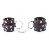Черные кожаные наручники с люверсами - Crazy Handmade - купить с доставкой в Черкесске