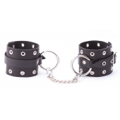 Черные кожаные оковы с люверсами - Crazy Handmade - купить с доставкой в Черкесске