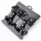 Черные наручники с креплением на кисть руки - Crazy Handmade - купить с доставкой в Черкесске