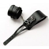 Черные кожаные оковы с креплением в виде веревочек - Crazy Handmade - купить с доставкой в Черкесске