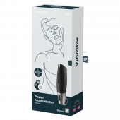Черный мастурбатор с вибрацией Power Masturbator - Satisfyer - в Черкесске купить с доставкой