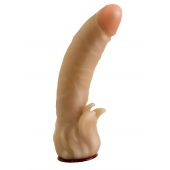 Телесная гелевая насадка-фаллос с клиторальными лепестками - 18,5 см. - LOVETOY (А-Полимер) - купить с доставкой в Черкесске