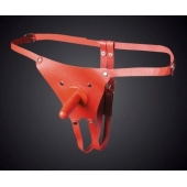 Красные кожаные универсальные трусики со штырьком для насадок - Sitabella - купить с доставкой в Черкесске