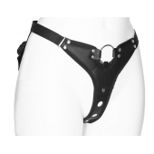 Черный женский пояс с вагинальной пробкой - LOVETOY (А-Полимер) - купить с доставкой в Черкесске