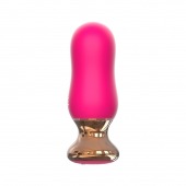 Розовая перезаряжаемая анальная пробка с вибрацией - 8,9 см. - I-MOON