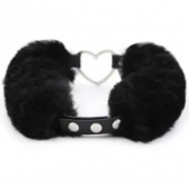 Черный меховой ошейник с металлическим сердечком - Notabu - купить с доставкой в Черкесске