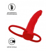 Красная насадка на пенис для двойного проникновения Black Red - 16,5 см. - ToyFa - купить с доставкой в Черкесске