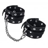 Черные кожаные однослойные оковы с люверсами - Pecado - купить с доставкой в Черкесске