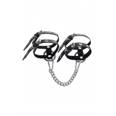 Черные однослойные кожаные оковы из двух ремешков - Pecado - купить с доставкой в Черкесске