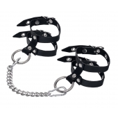 Черные однослойные кожаные оковы из двух ремешков - Pecado - купить с доставкой в Черкесске