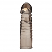 Дымчатая насадка-удлинитель Ribbed Realistic Penis Enhancing Sleeve Extension - 15,2 см. - BlueLine - в Черкесске купить с доставкой