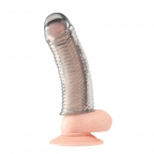 Текстурированная насадка на пенис Clear Textured Penis Enhancing Sleeve Extension - 16,5 см. - BlueLine - в Черкесске купить с доставкой