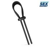 Черный ремень-лассо для усиления эрекции - Sex Expert - в Черкесске купить с доставкой