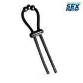 Черное эрекционное кольцо со стимулирующими бусинами - Sex Expert - в Черкесске купить с доставкой