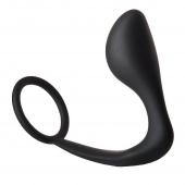 Черное эрекционное кольцо с анальной пробкой Anal Plug With Cockring - Dream Toys - в Черкесске купить с доставкой
